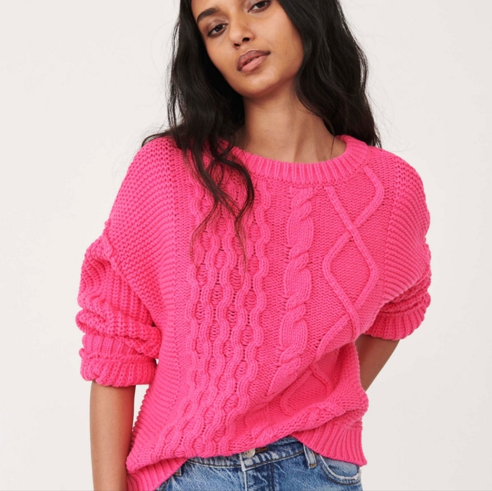 Free People Dream Cable Crewneck